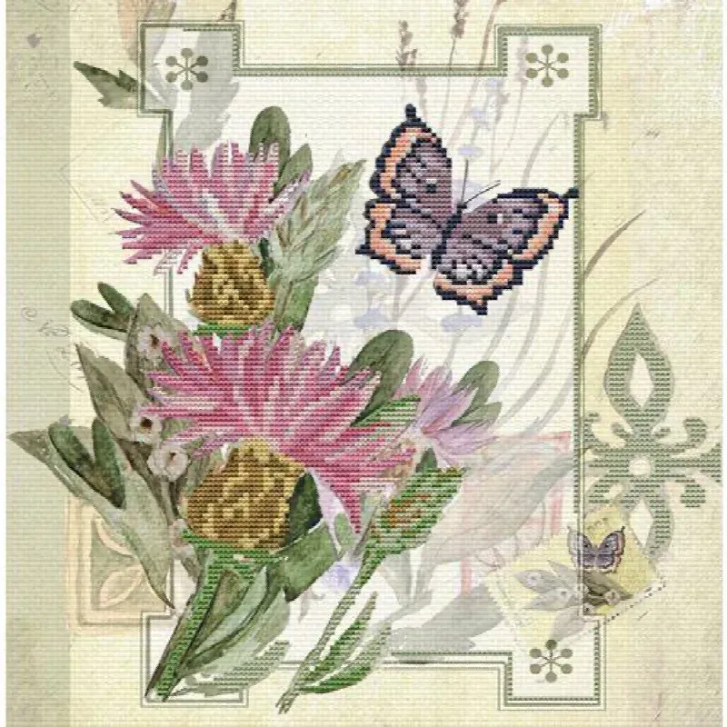 Kit point de croix No Count bouquet de chardons, 32.2 x 30.2 cm