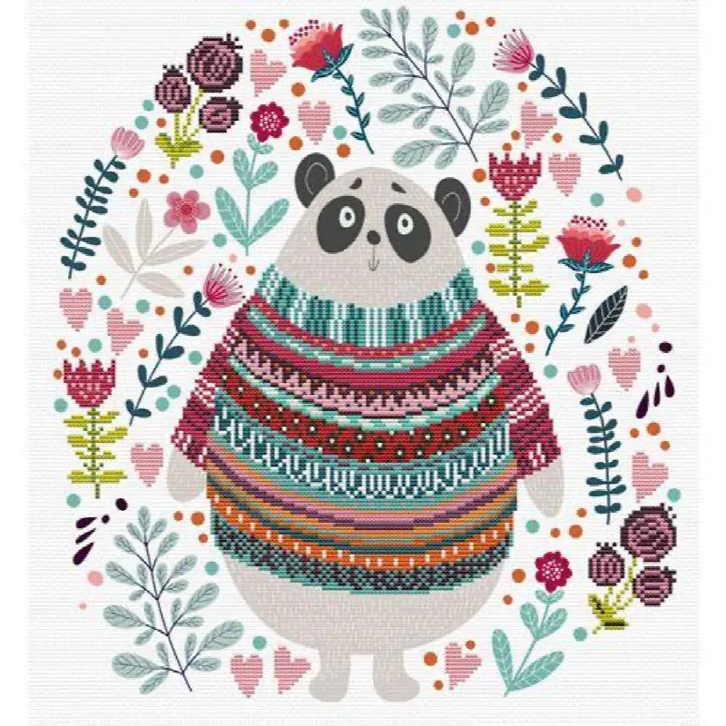 Kit point de croix No Count panda couture, 36.3 x 40.20 cm