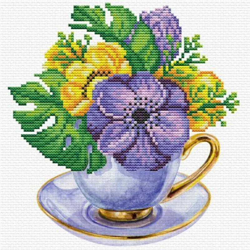 Kit point de croix No Count tasse mauve, 22 x 22 cm