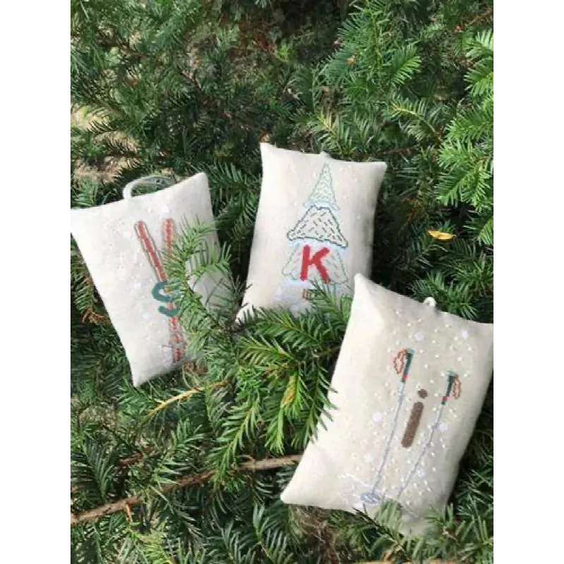 Kit point de croix 3 mini coussins neige, 20 x 13 cm