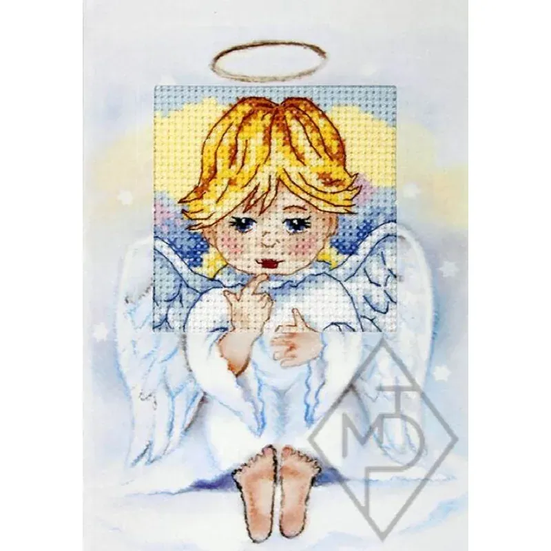 Kit point de croix angelot avec carte, 10.5 x 15 cm