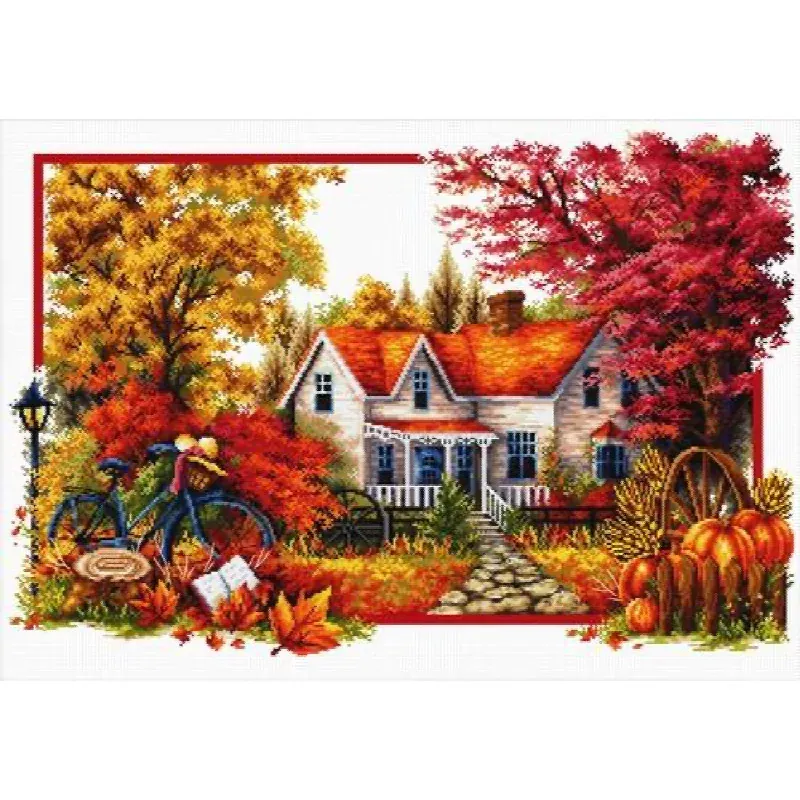 Kit point de croix L’arrivée de l’automne, 59 x 40 cm