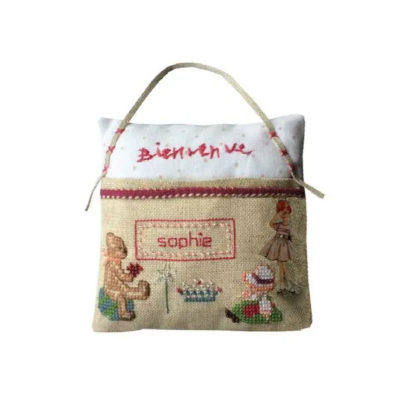 Kit point de croix bienvenue prénom fille, 11 x 11 x 4,5 cm