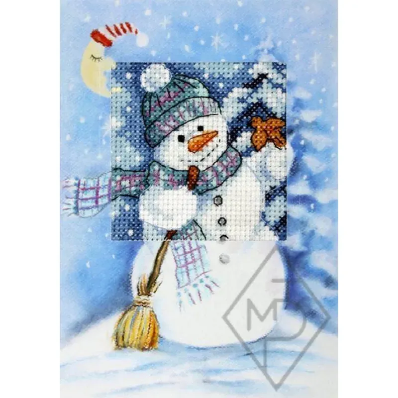 Kit point de croix bonhomme de neige, 10,5 x 15 cm