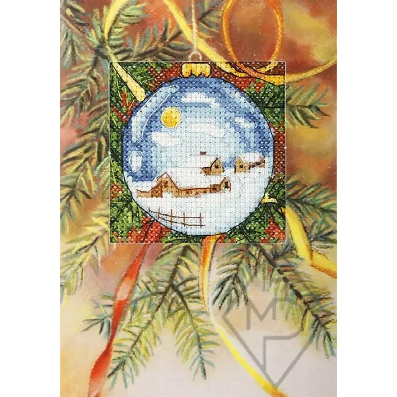 Kit point de croix boule de Noël, carte 10,5 x 15 cm