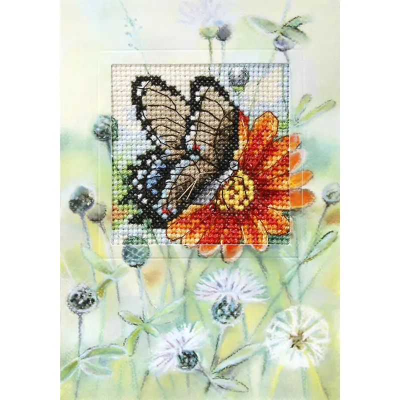 Kit point de croix carte papillon, 10,5 x 15 cm
