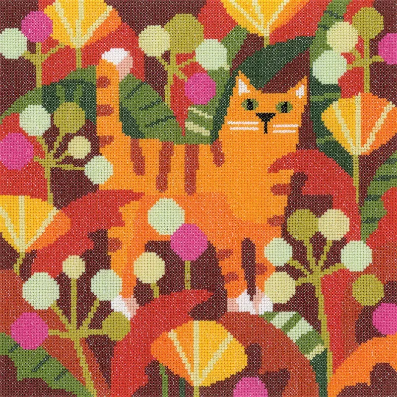 Kit point de croix chat roux Ginger Cat, 25.5 x 25.5cm