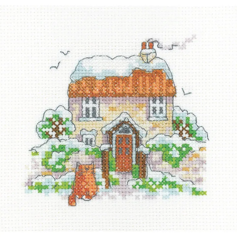 Kit point de croix cottage d’hiver, 10 x 9 cm