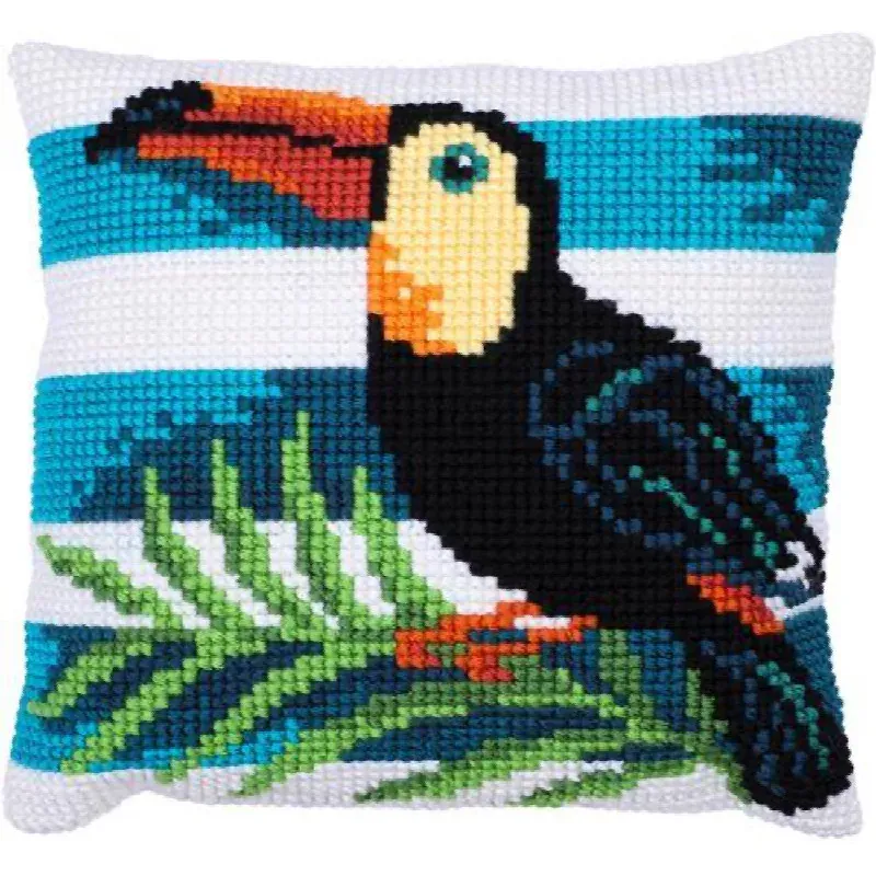 Kit point de croix coussin toucan, 40 x 40 cm