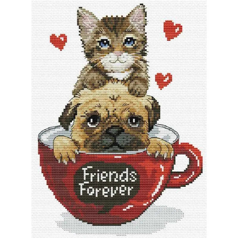 Kit point de croix Friends Forever no count, 18 x 25 cm
