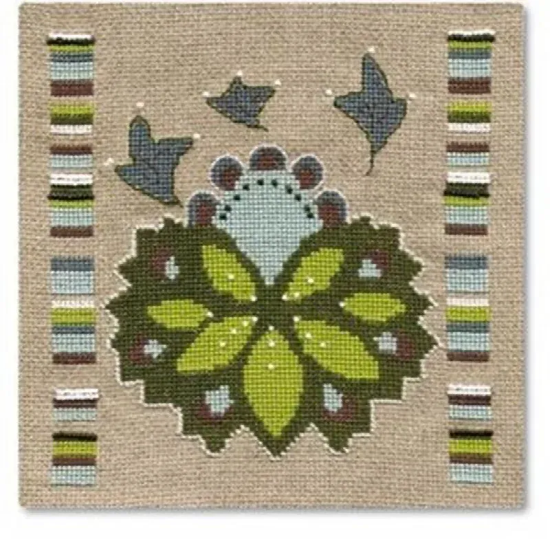 Kit point de croix Lotus avec perles, 16,5 x 16,5 cm