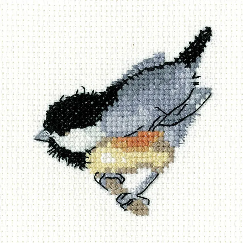 Kit point de croix mésange noire, 6.5 x 6.5 cm