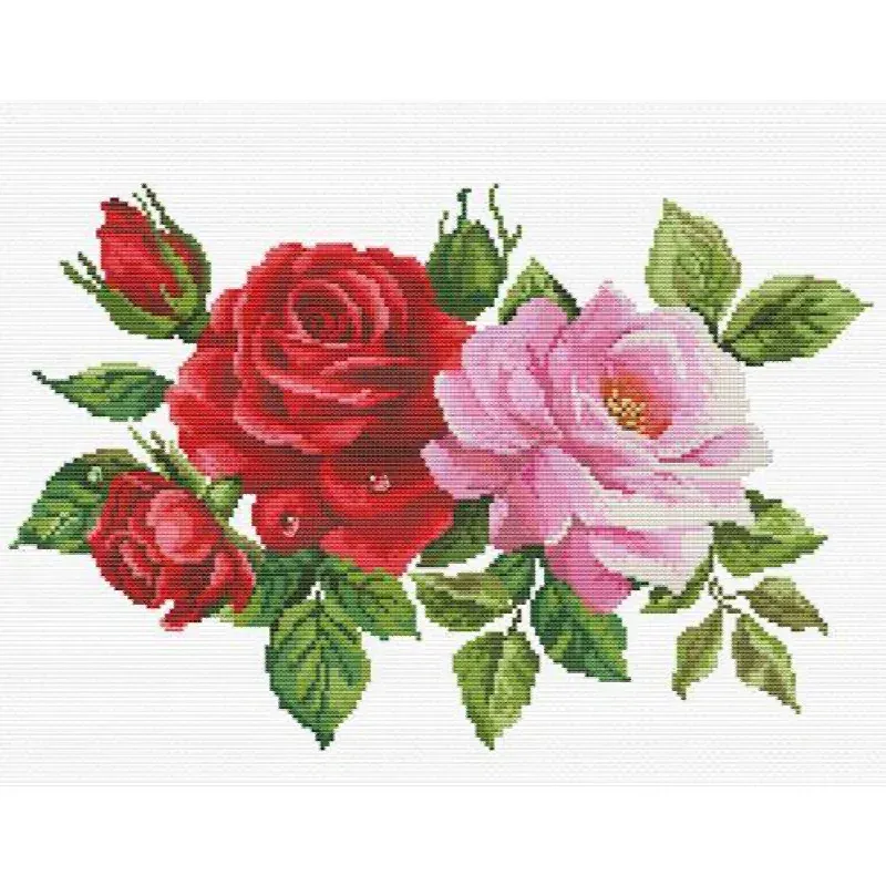 Kit point de croix no count bouquet de roses, 34 x 22,30 cm