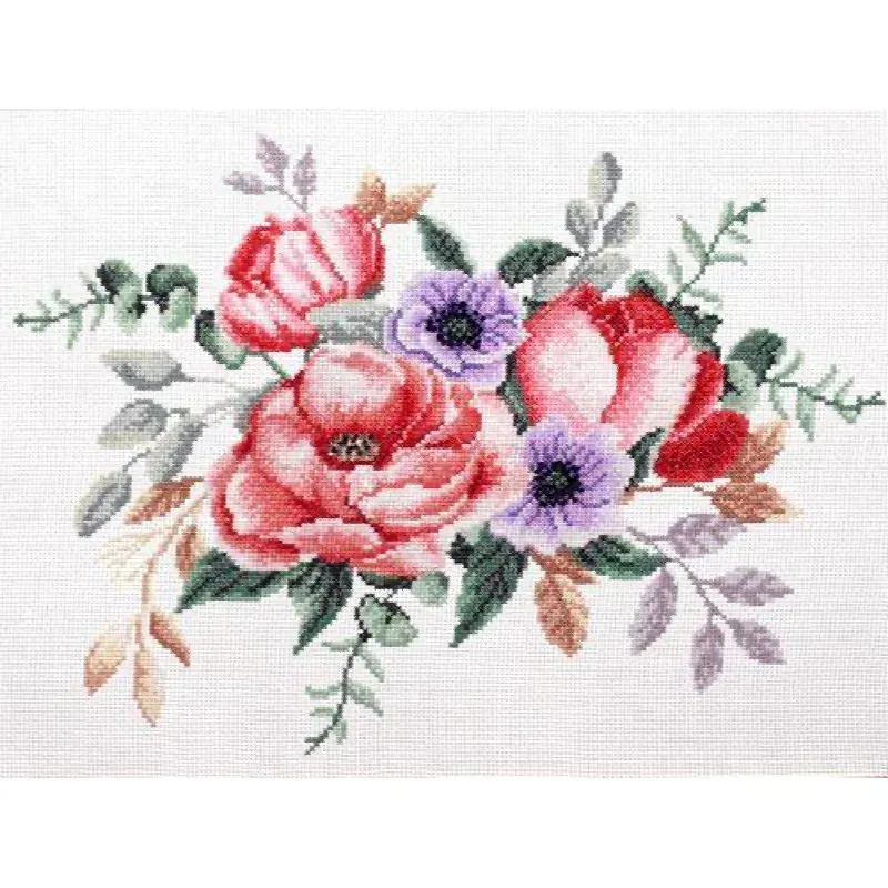 Kit point de croix no count bouquet élégant, 34,2 x 25,2 cm