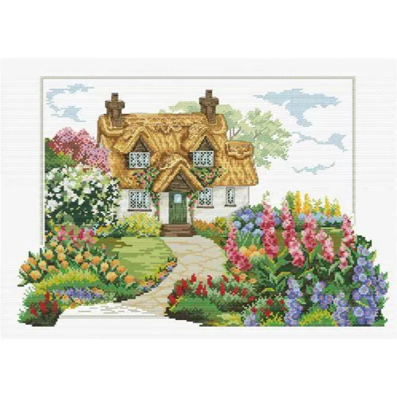 Kit point de croix No Count cottage fleuri, 41.90 x 28 cm