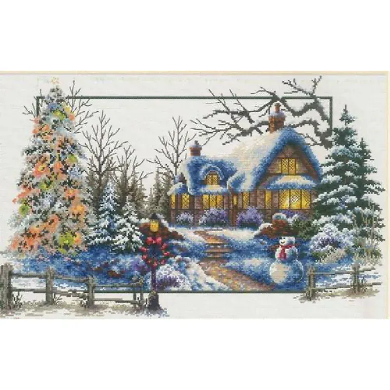 Kit point de croix no count cottage en hiver, 51 x 32 cm