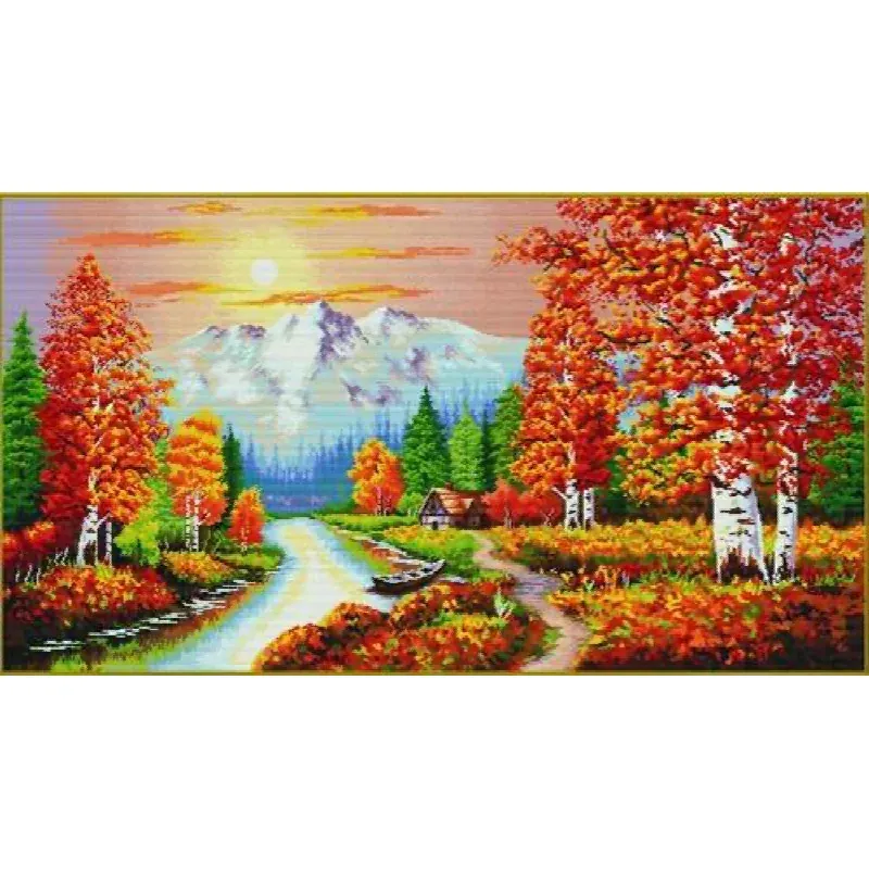 Kit point de croix no count coucher de soleil, 90 x 50 cm