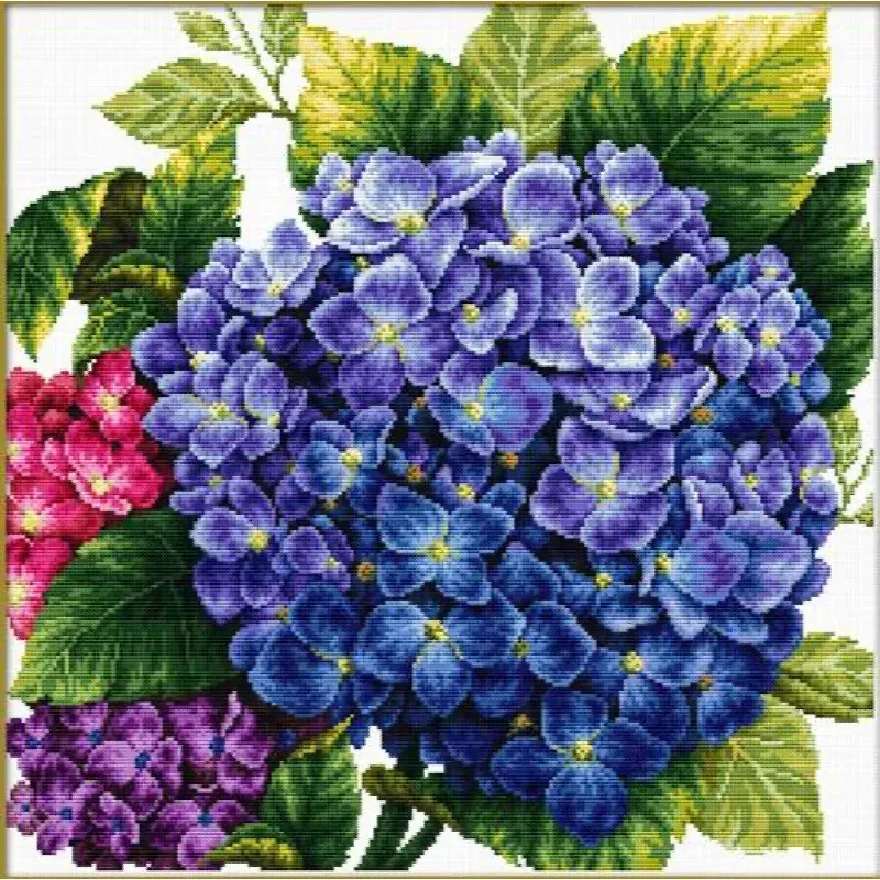 Kit point de croix No Count Hortensia, 40 x 40 cm