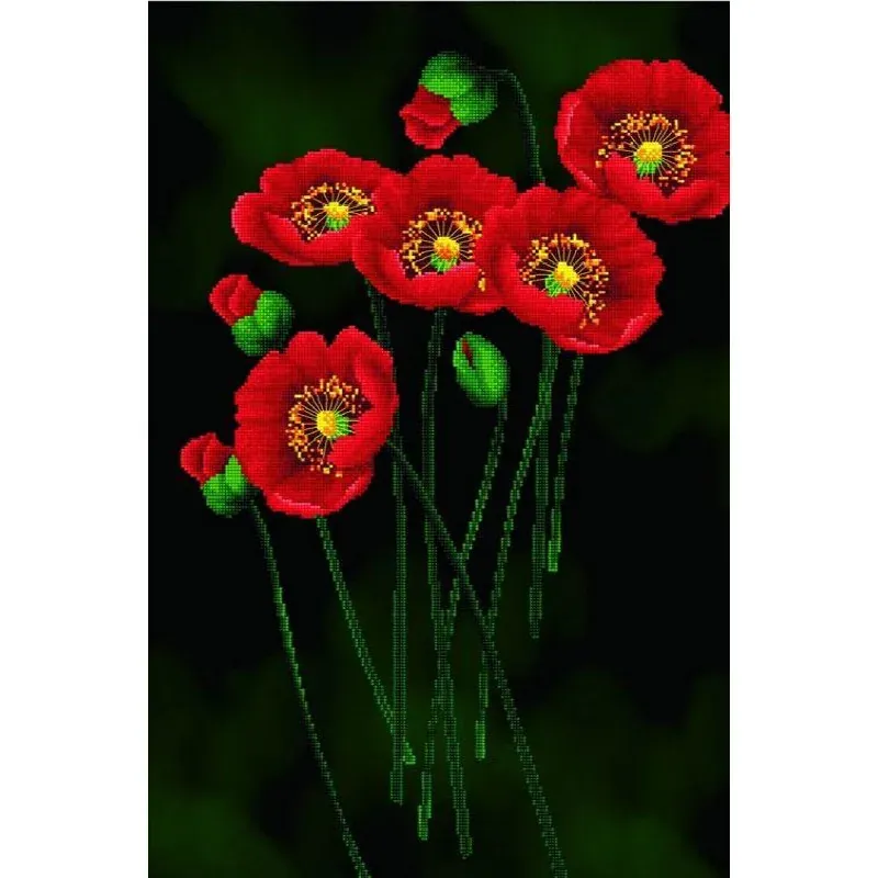 Kit point de croix no count les coquelicots, 41 x 62 cm