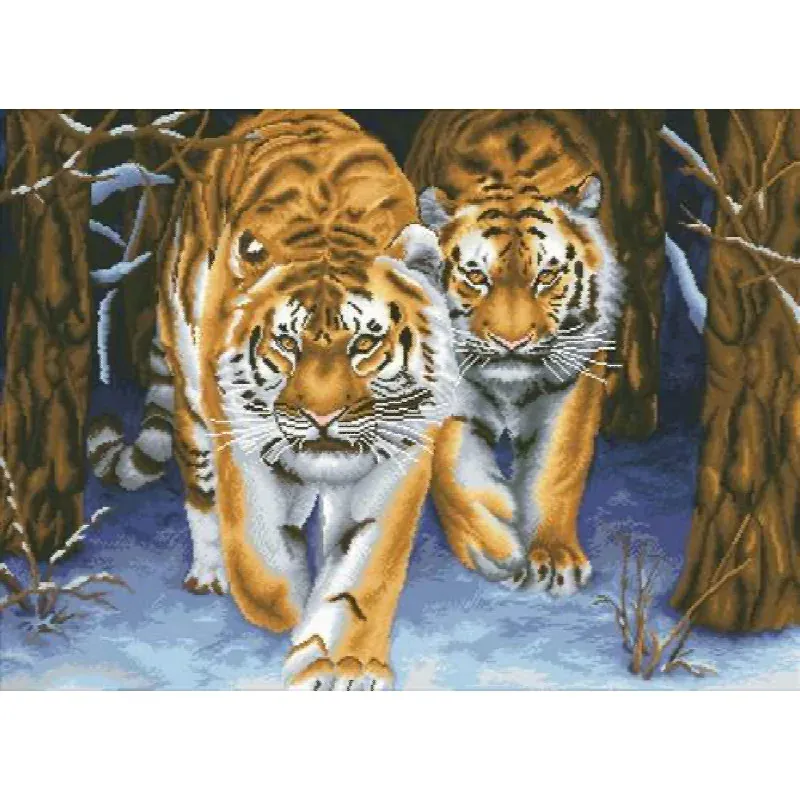 Kit point de croix no count Les tigres, 85 x 62 cm