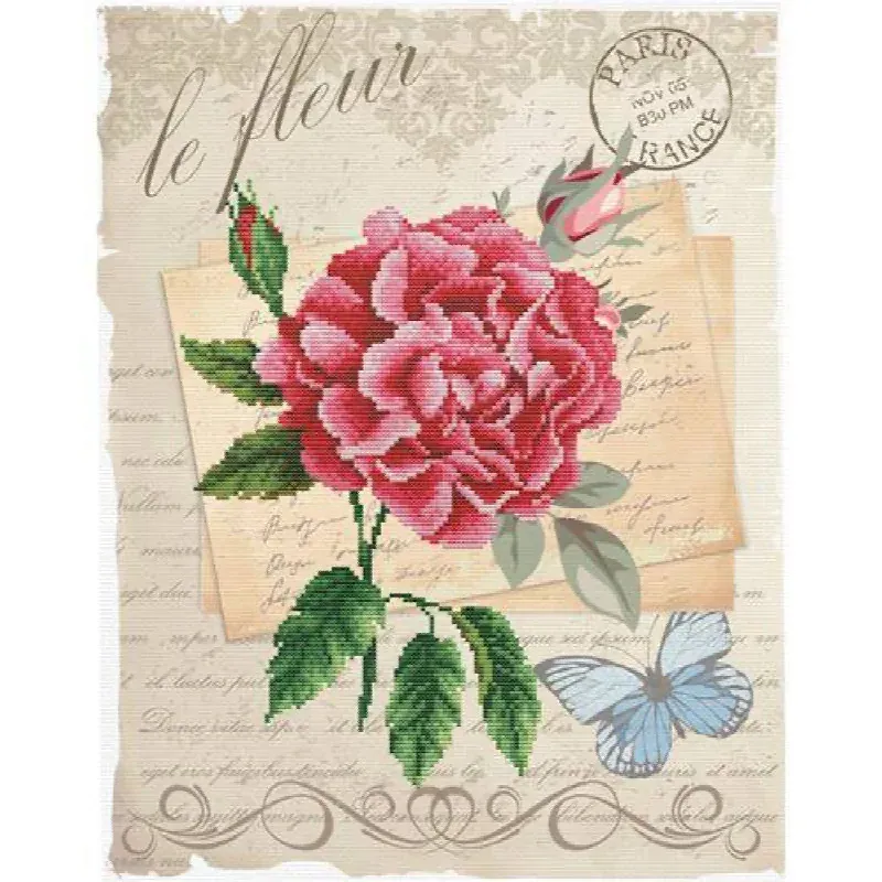 Kit point de croix No Count Rose Bloom, 35.7 x 45.7 cm