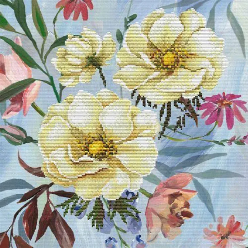 Kit point de croix No Count roses sauvages, 40,7 cm