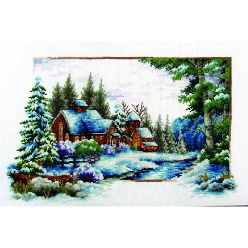 Kit point de croix no count Un hiver enneigé, 39 x 25 cm