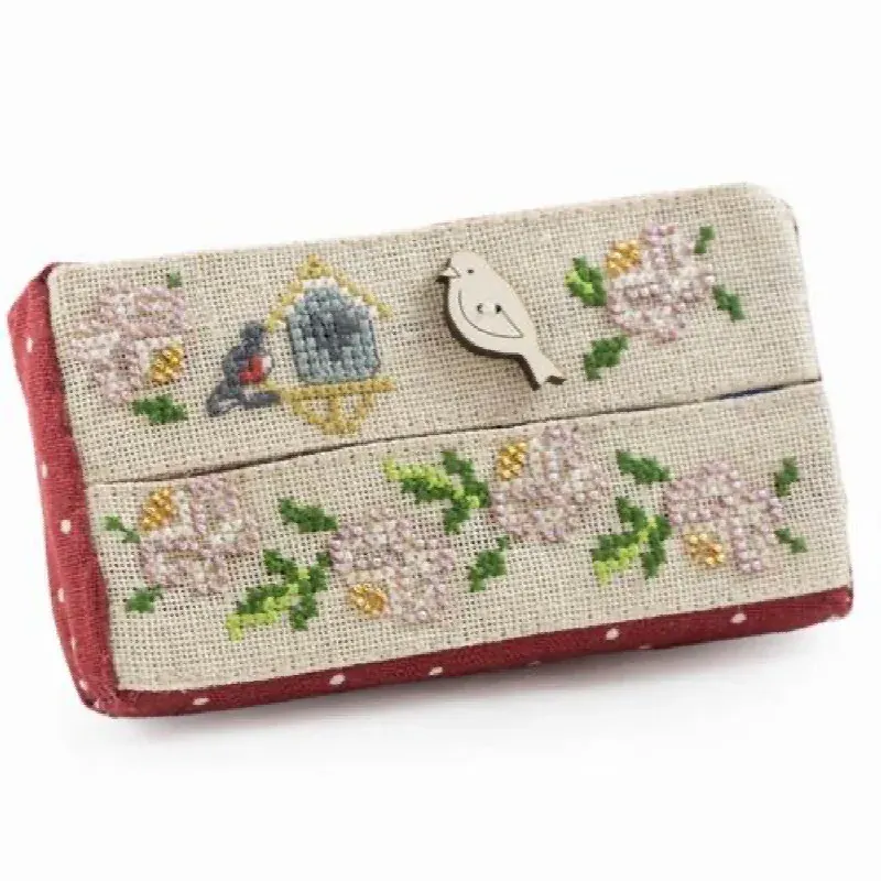 Kit point de croix pochette à mouchoirs parfum de fleurs