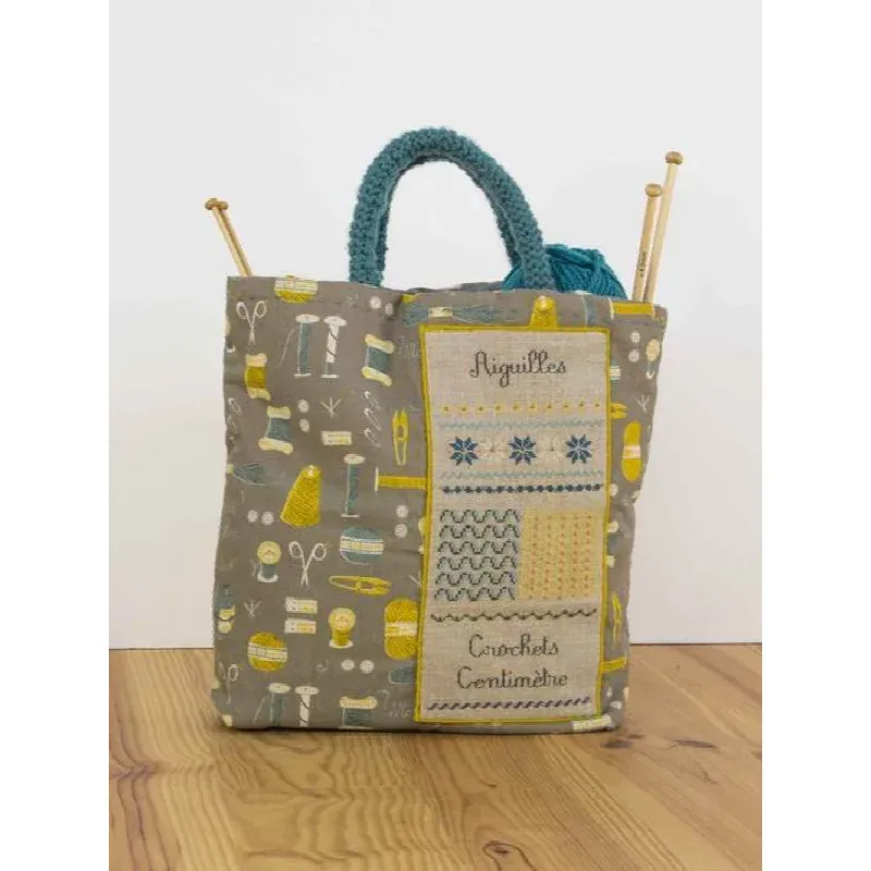 Kit point de croix sac à tricot brodé avec perles