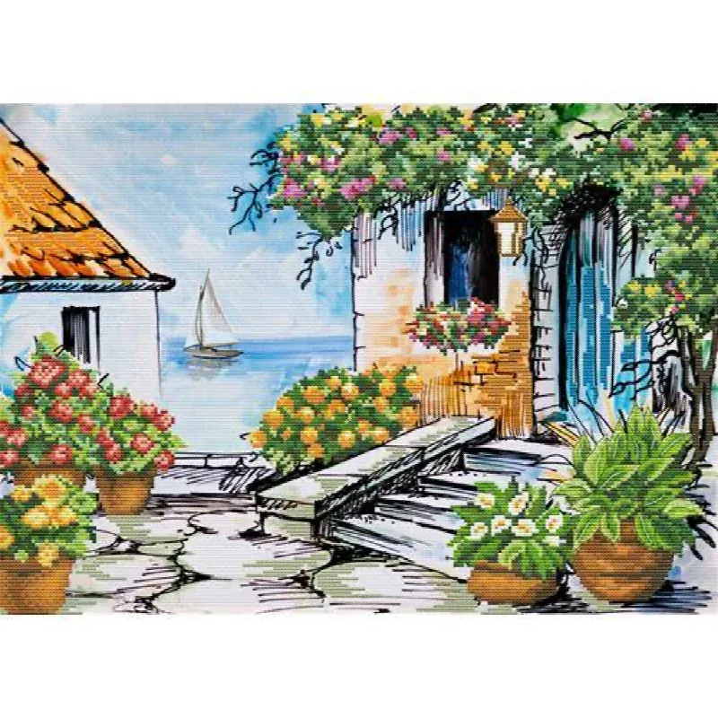Kit point de croix Seaside Paradise, 48,80 x 34,60 cm