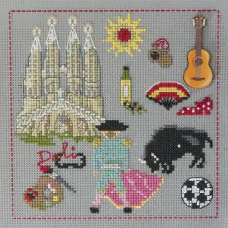 Kit point de croix Viva Espana sur carton perforé, 15 x 15 cm