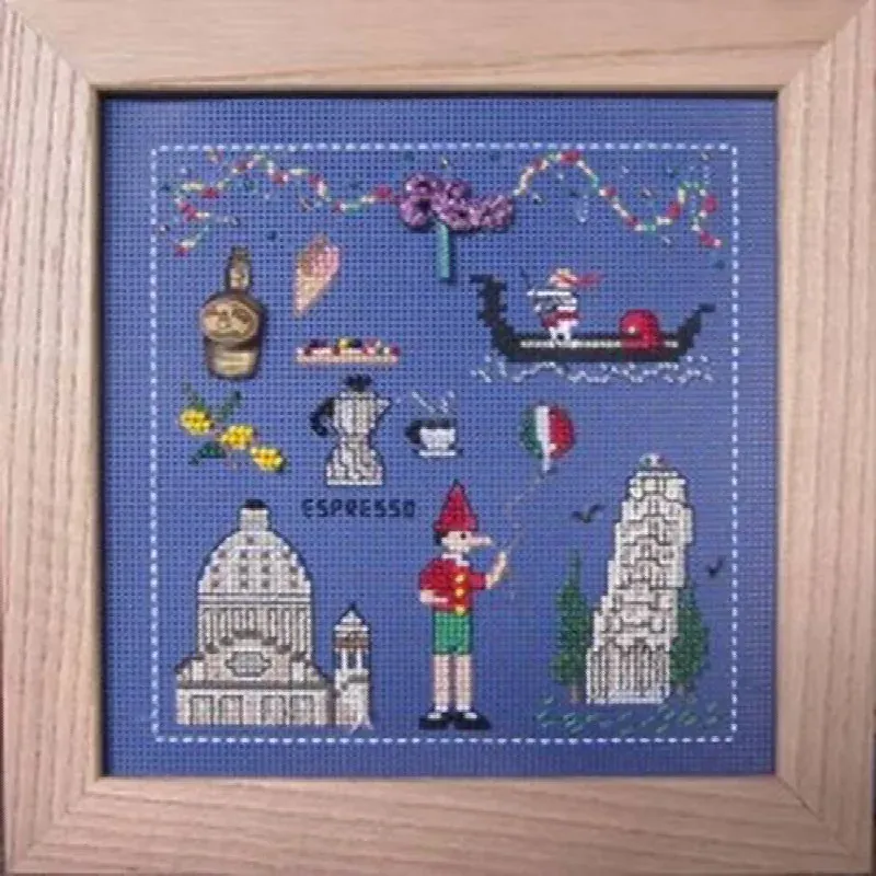 Kit point de croix voyage en Italie, 15 x 15 cm