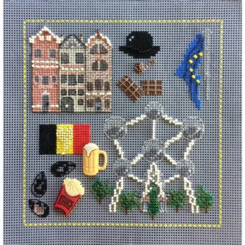 Kit point de croix Week-end à Bruxelles, 15 x 15 cm