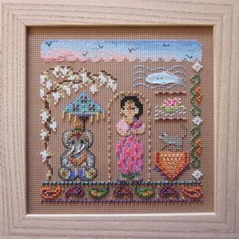 Kit point de croix Yasmina, carton perforé 15 x 15 cm