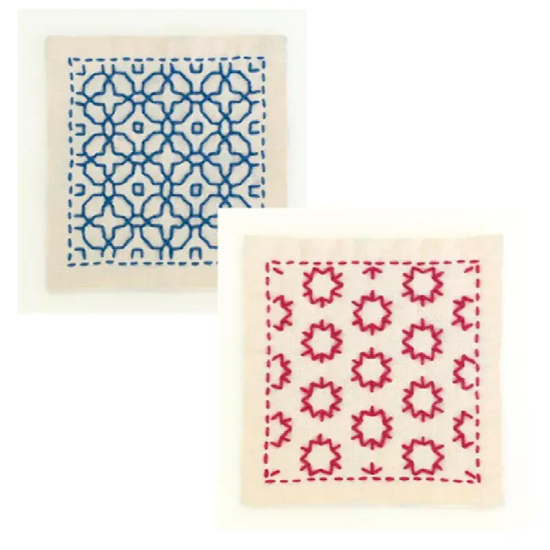 Kit sashiko 2 carrés à broder Olympus, 10 x 10 cm : vue 1
