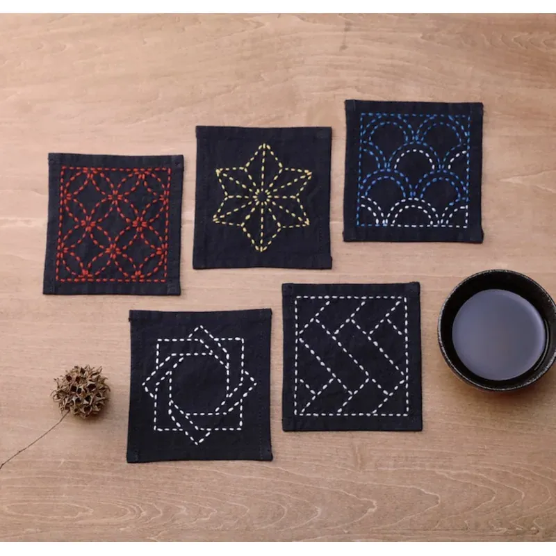 Kit sashiko Tsumugi Olympus, 3 lots de 5 carrés : vue 1