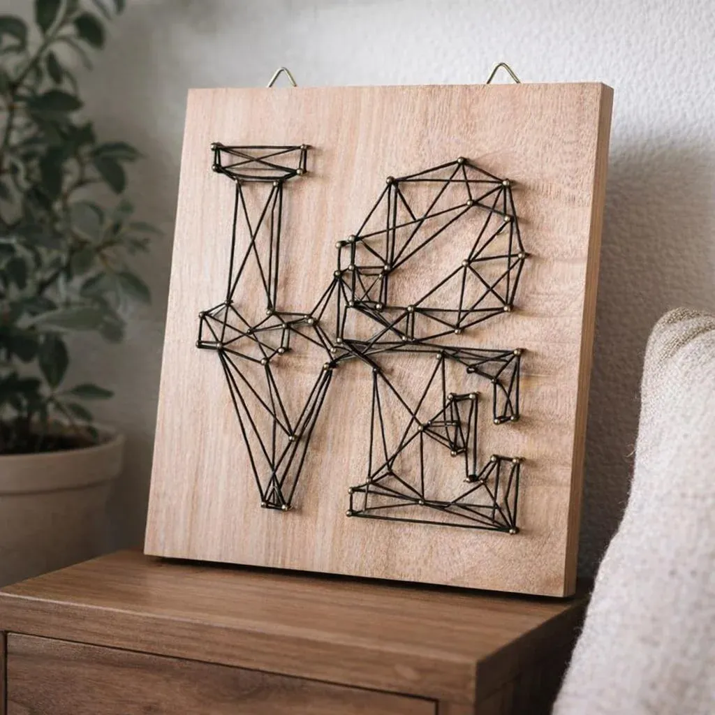 Kit string art Love sur cadre en bois noir