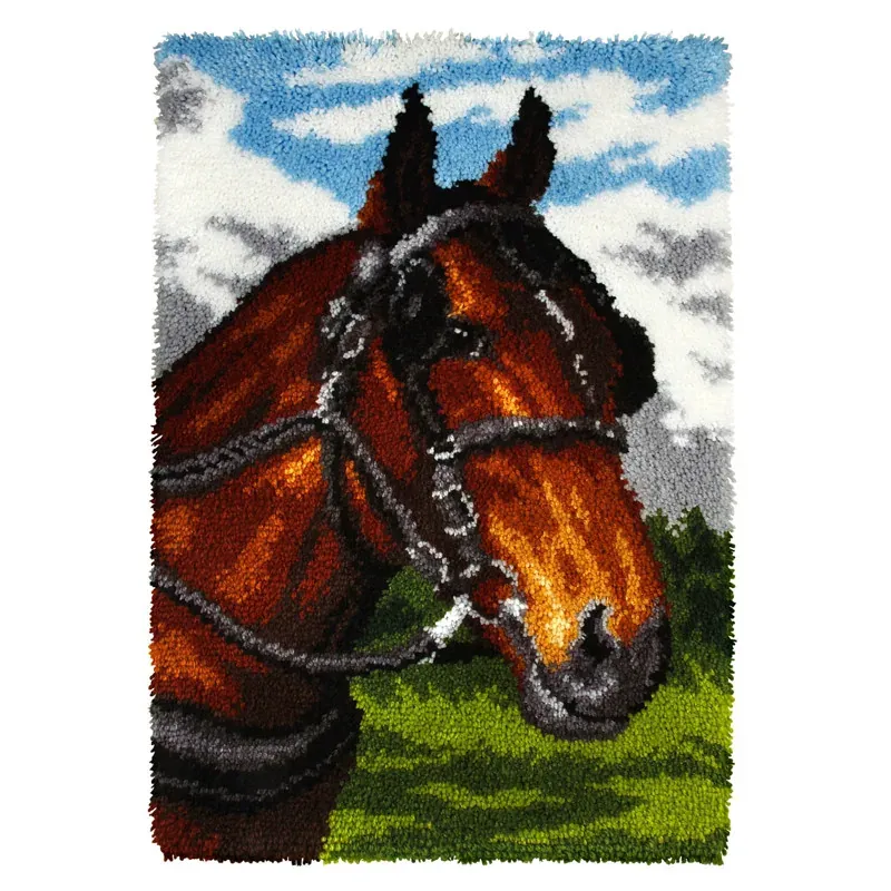 Kit tapis au point noué tête de cheval, 50 x 75 cm : vue 1