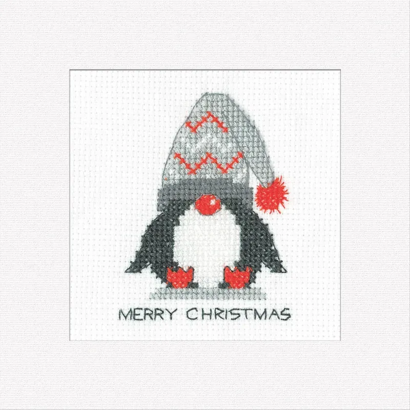 Lot de 3 cartes de Noël au point de croix pingouin