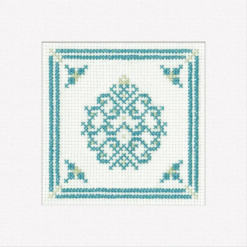 Lot de 3 kits cartes de Noël au point de croix, boule teal