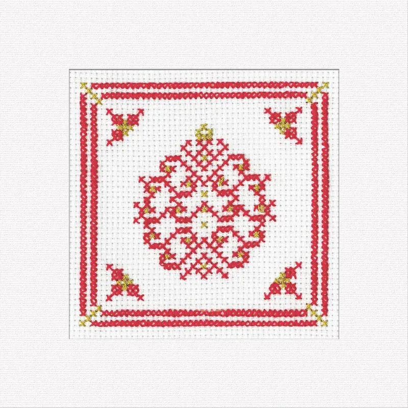 Lot de 3 kits cartes de Noël boule rouge au point de croix