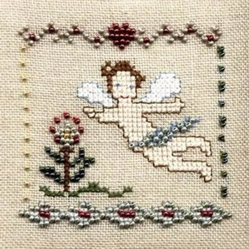 Mini kit point de croix ange avec perles, 7 x 7 cm