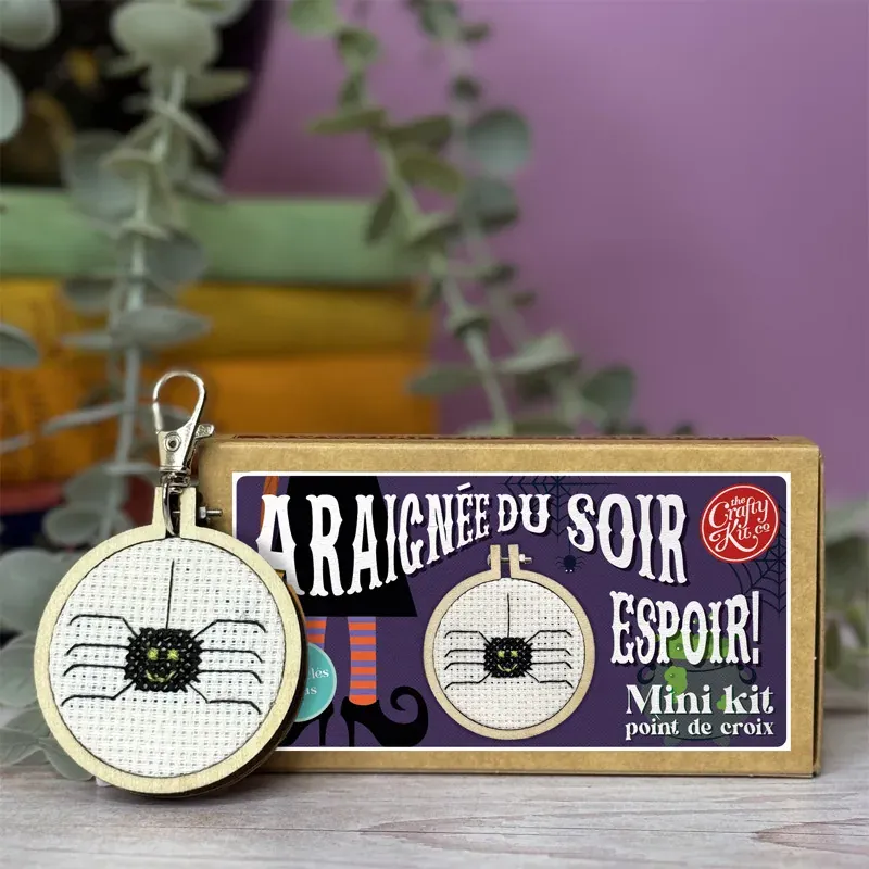 Mini kit point de croix araignée du soir, tambour 5 cm