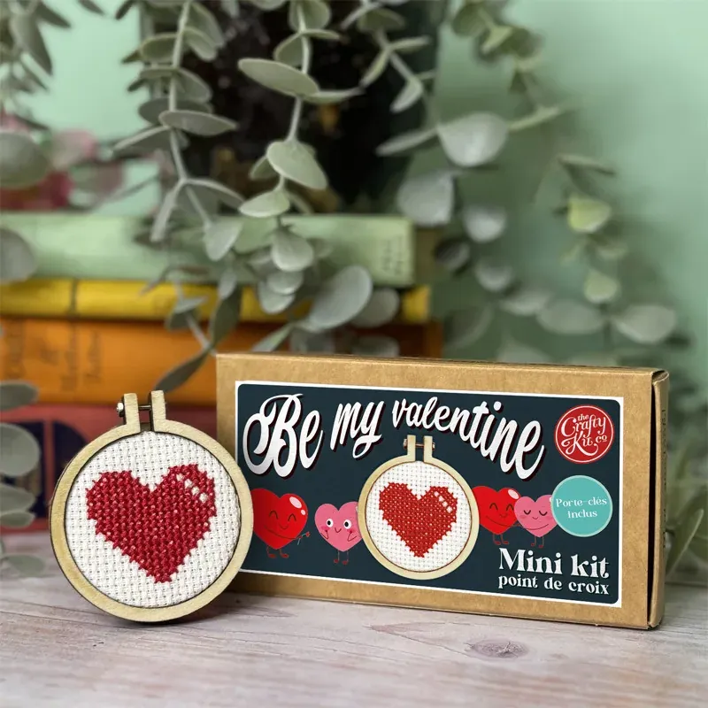Mini kit point de croix Be My Valentine, tambour 5 cm