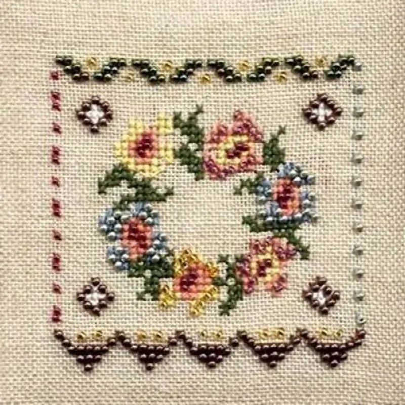 Mini kit point de croix Couronne avec perles, 7 x 7 cm