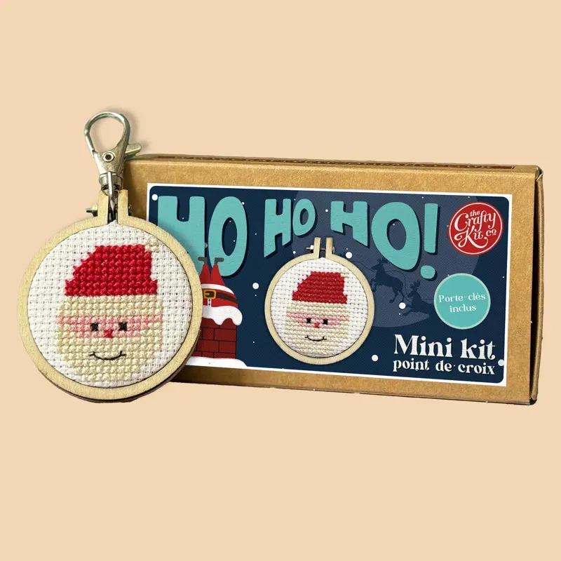 Mini kit point de croix Ho Ho Ho avec porte-clés, 5 cm