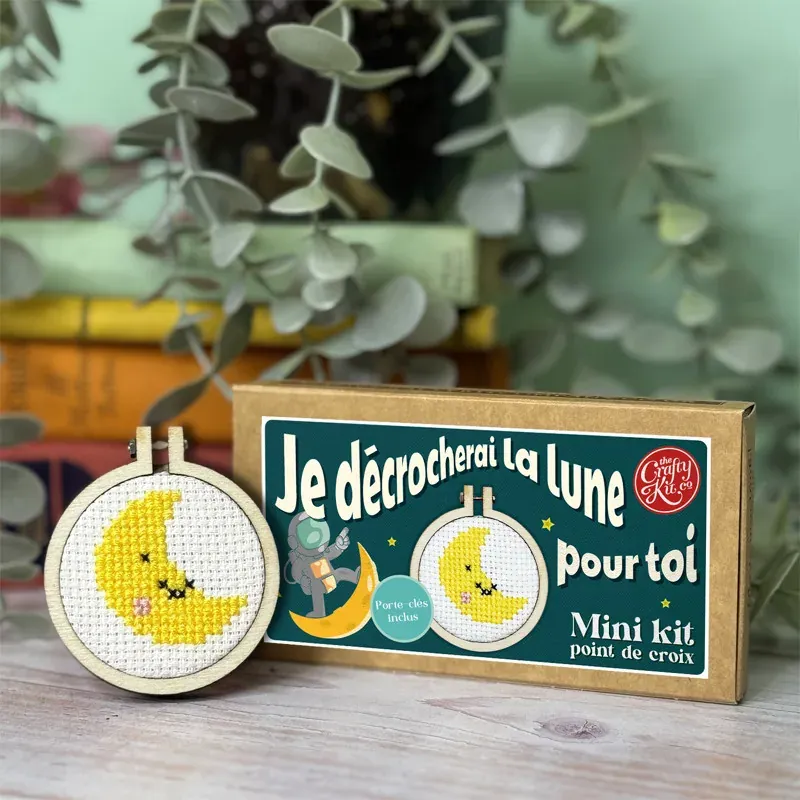 Mini kit point de croix je décrocherai la lune, 5 cm