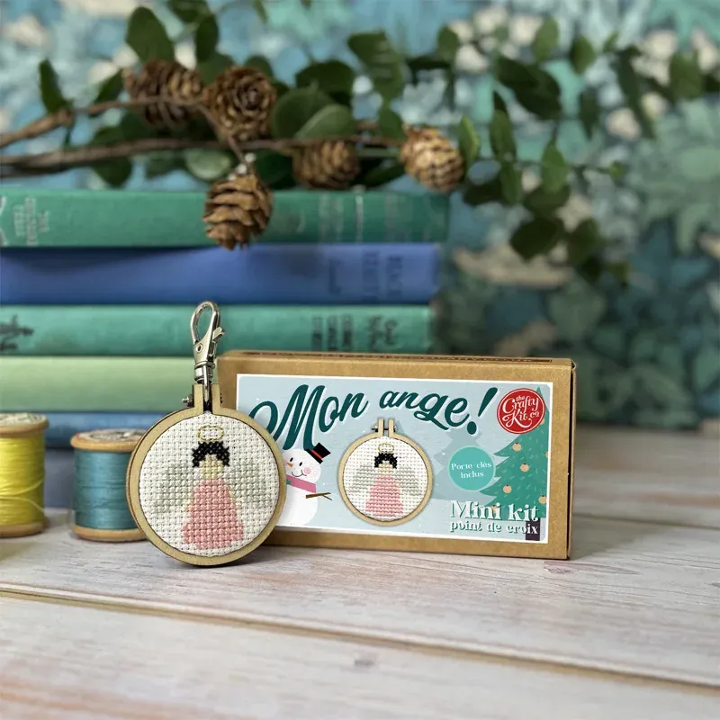Mini kit point de croix Mon ange, tambour 5 cm