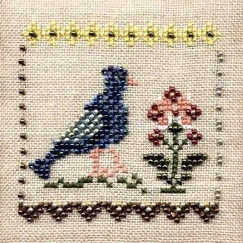 Mini kit point de croix ramier avec perles, 7 x 7 cm