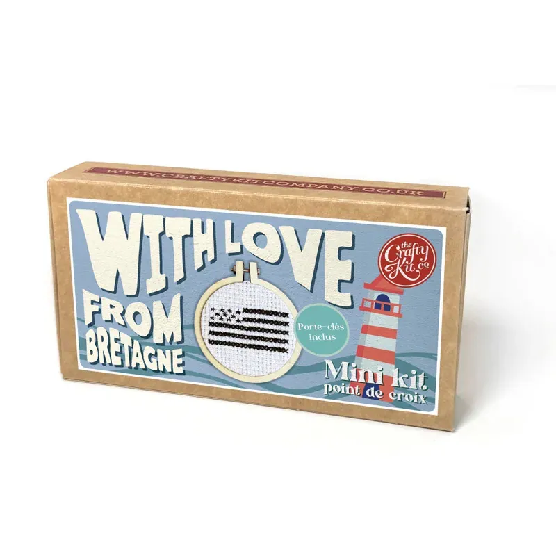 Mini kit point de croix With love from Bretagne, 5 cm